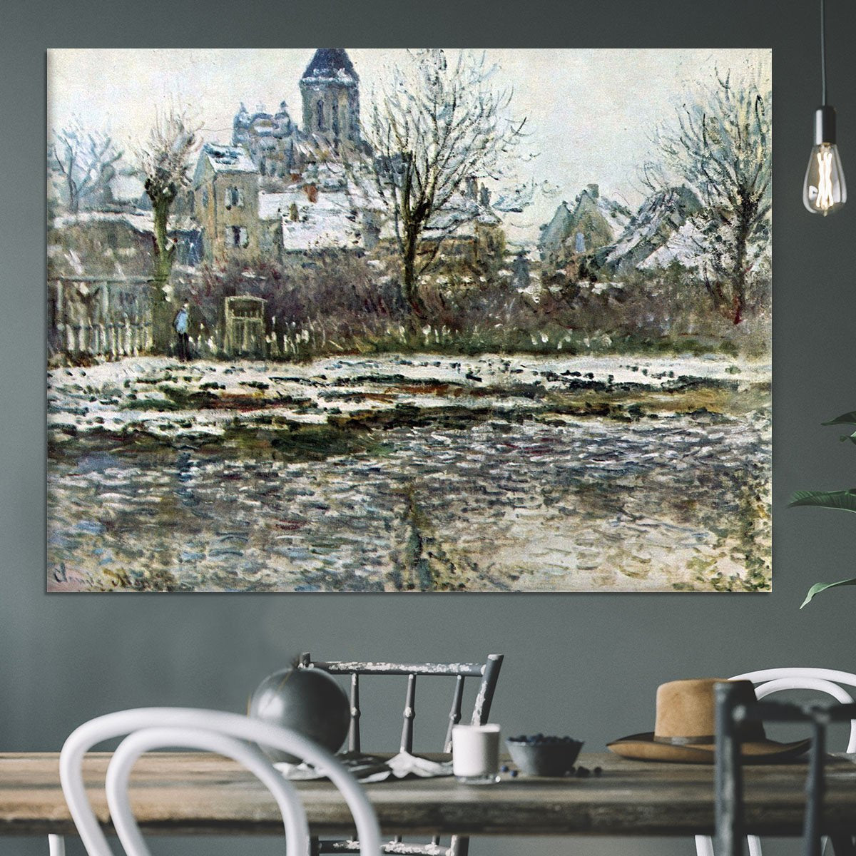 Snow in Vetheuil by Monet Canvas Print or Poster