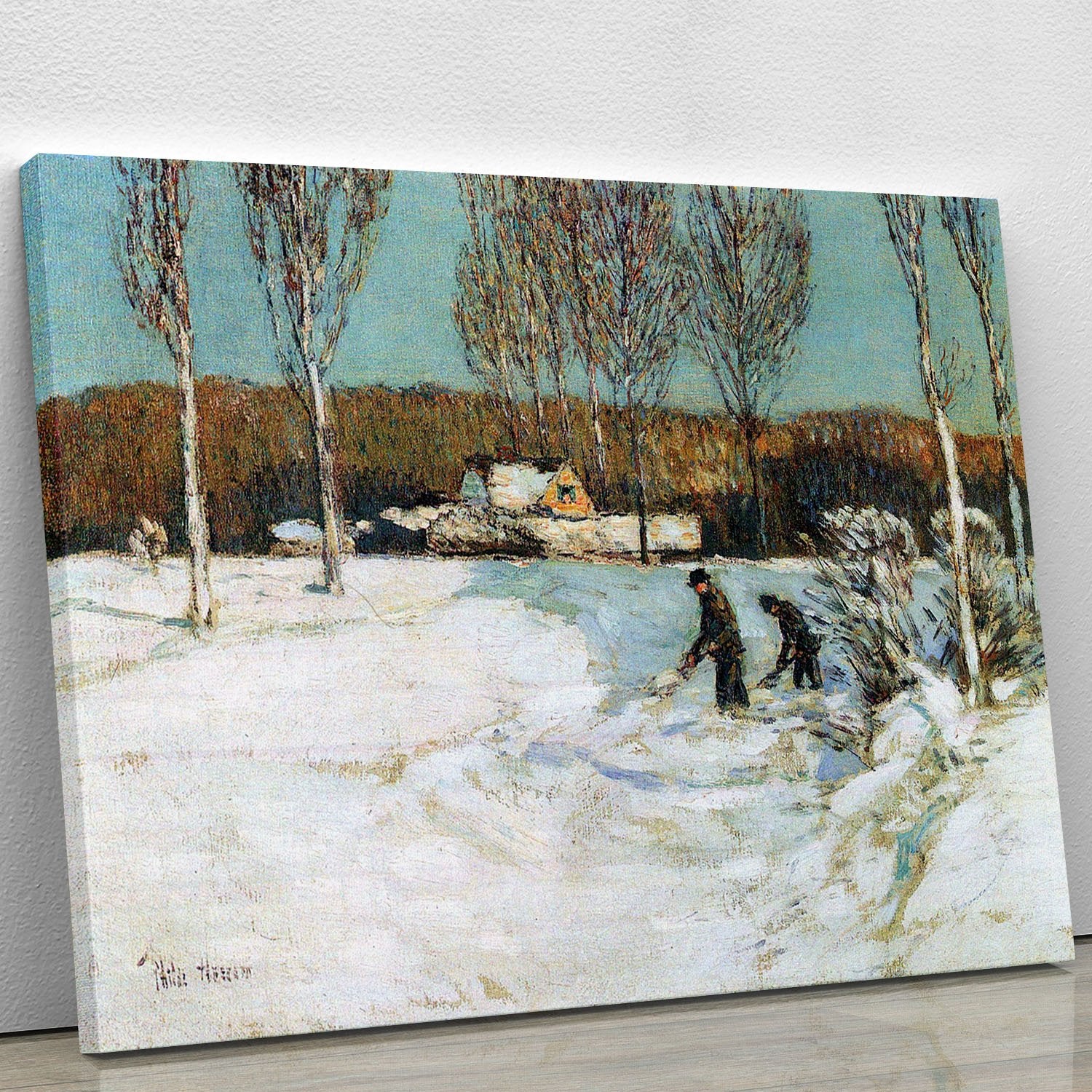 Snow shovels New England by Hassam Canvas Print or Poster