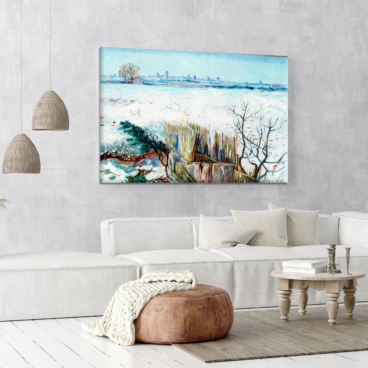 Snowy Landscape with Arles in the Background by Van Gogh Canvas Print or Poster