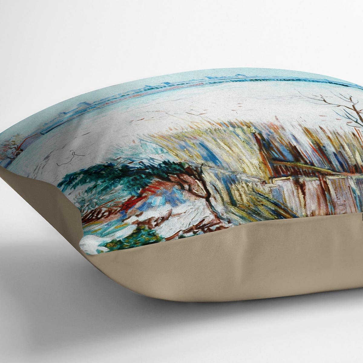Snowy Landscape with Arles in the Background by Van Gogh Throw Pillow