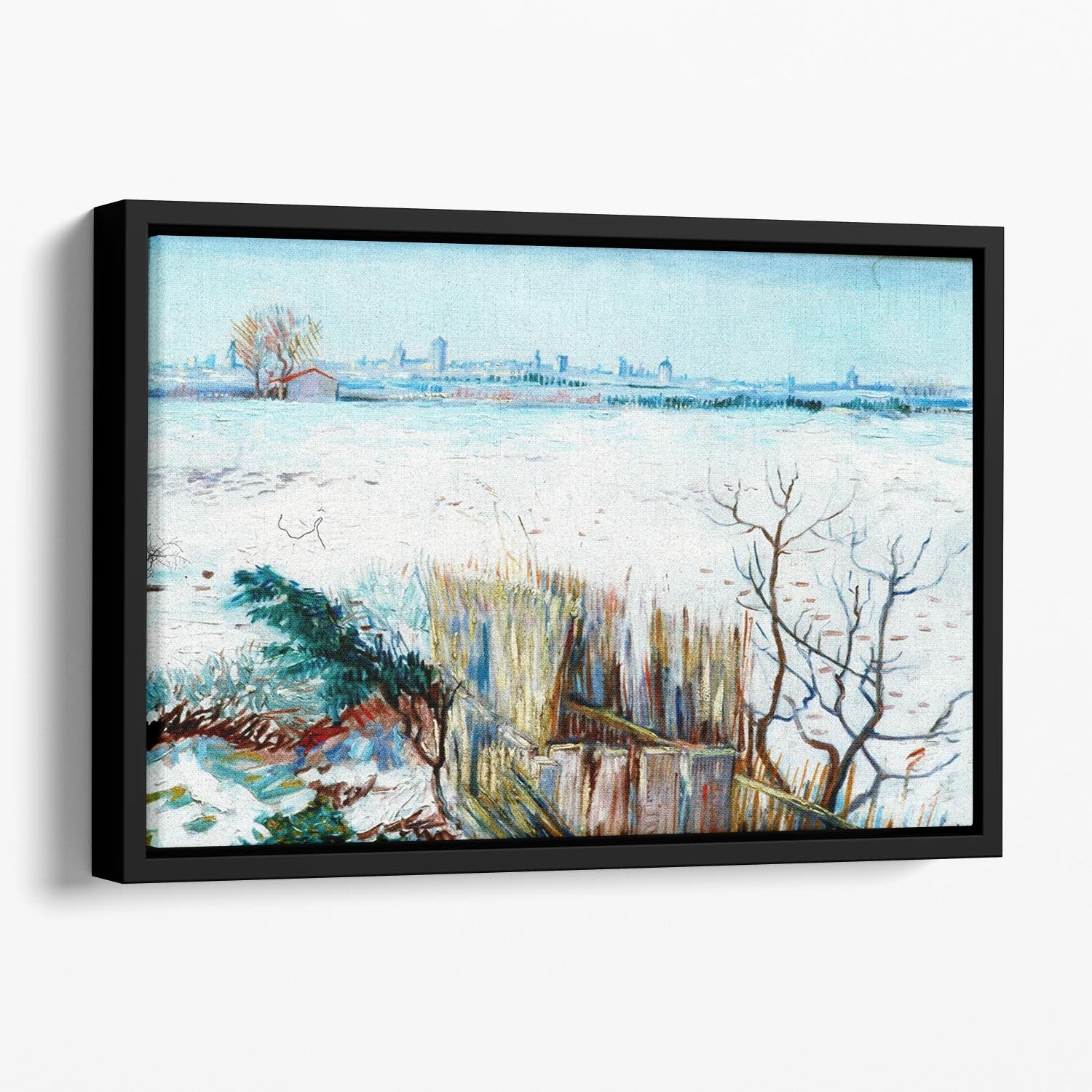 Snowy Landscape with Arles in the Background by Van Gogh Floating Framed Canvas