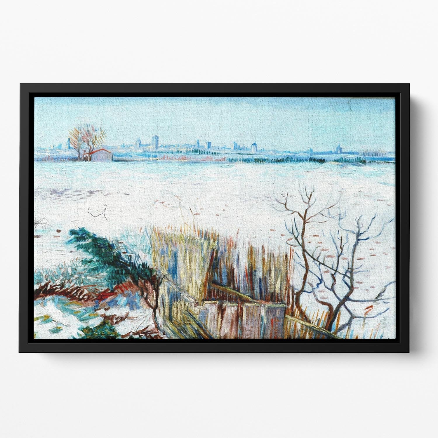Snowy Landscape with Arles in the Background by Van Gogh Floating Framed Canvas