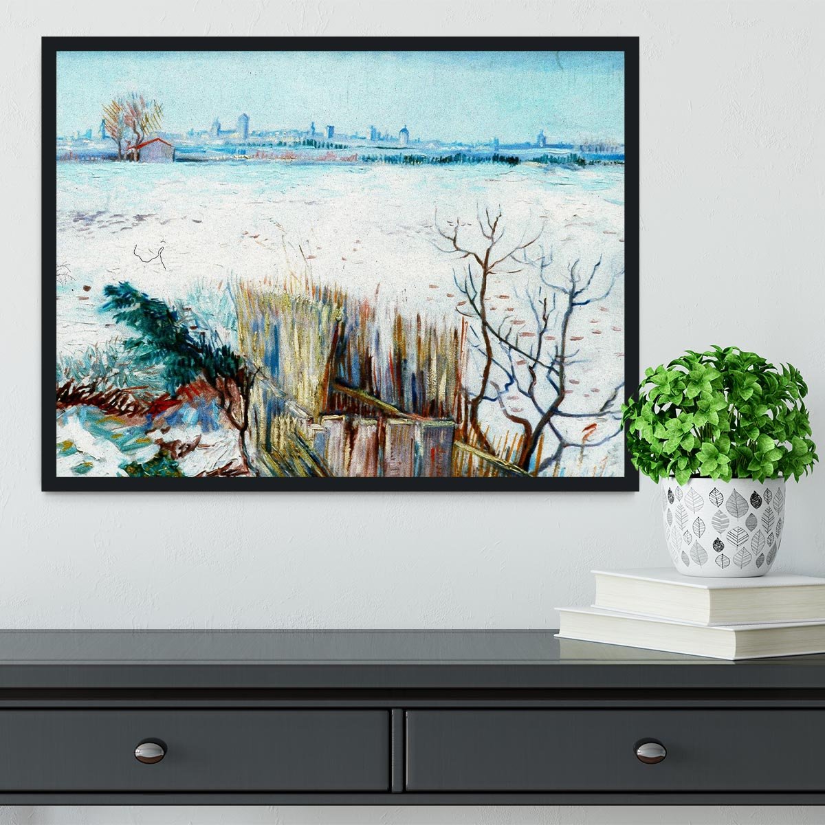 Snowy Landscape with Arles in the Background by Van Gogh Framed Print - Canvas Art Rocks - 2