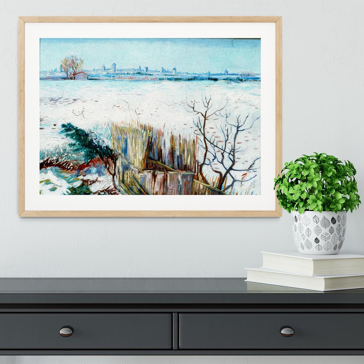 Snowy Landscape with Arles in the Background by Van Gogh Framed Print - Canvas Art Rocks - 3