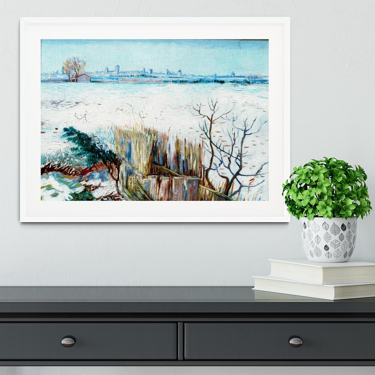 Snowy Landscape with Arles in the Background by Van Gogh Framed Print - Canvas Art Rocks - 5