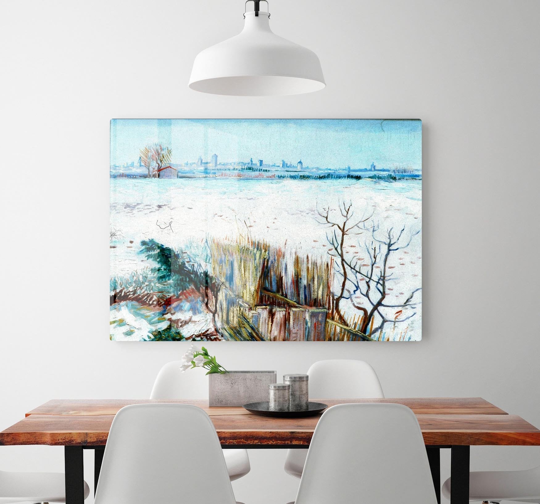 Snowy Landscape with Arles in the Background by Van Gogh HD Metal Print