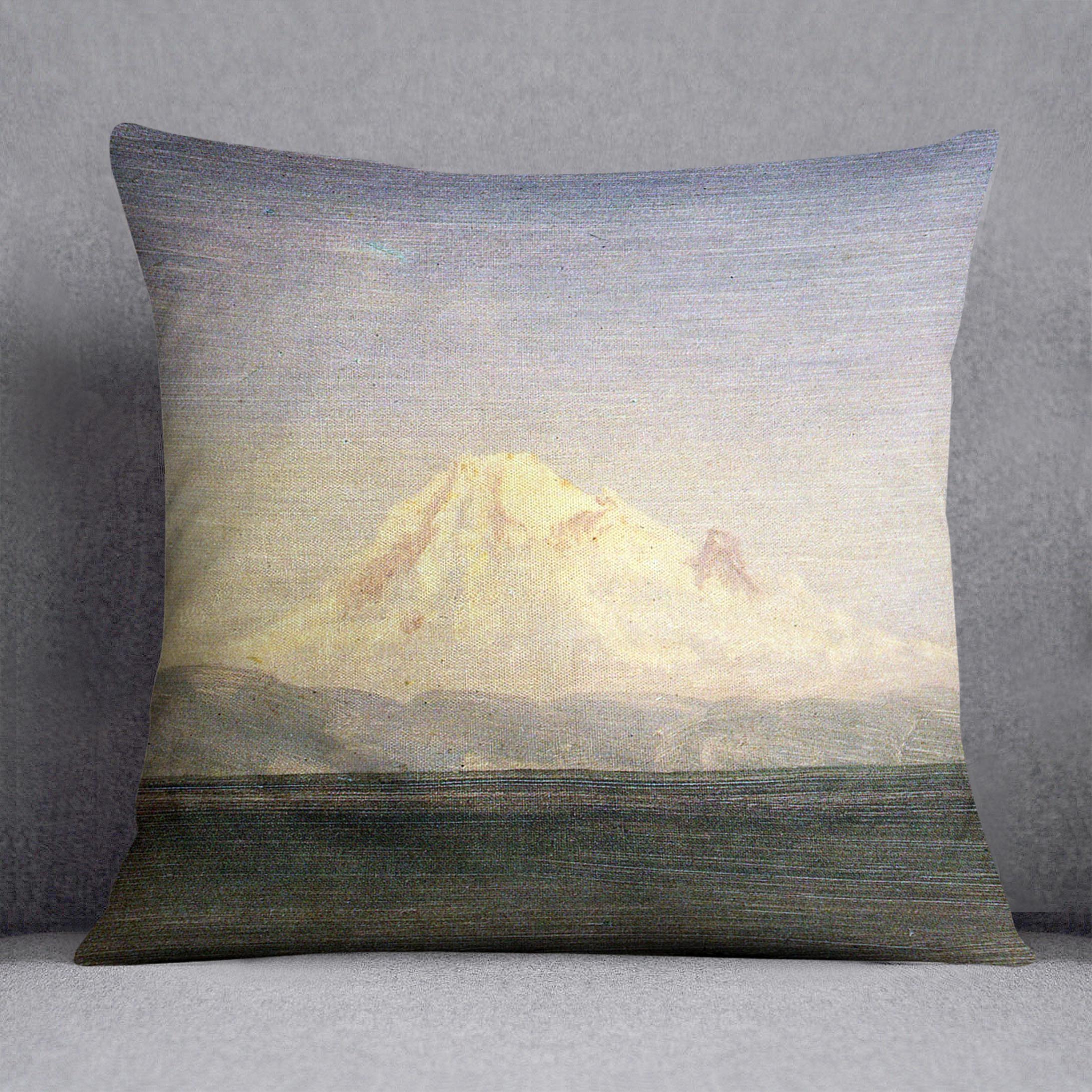 Snowy Mountains in the Pacific Northwest by Bierstadt Cushion - Canvas Art Rocks - 1