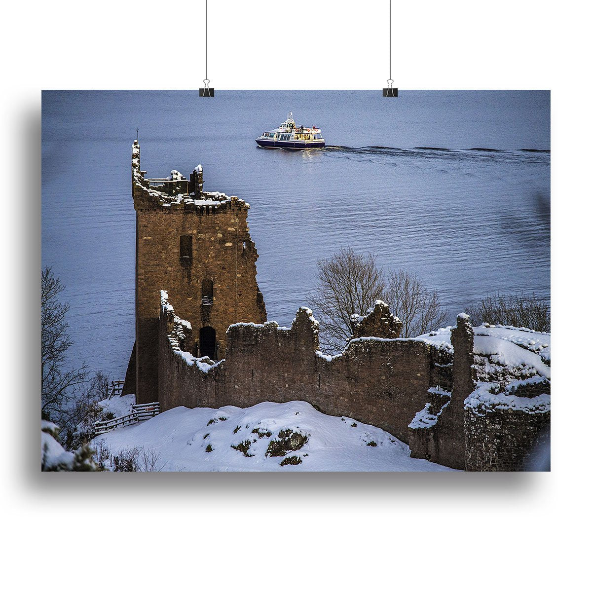 Snowy Urquhart Castle Canvas Print or Poster
