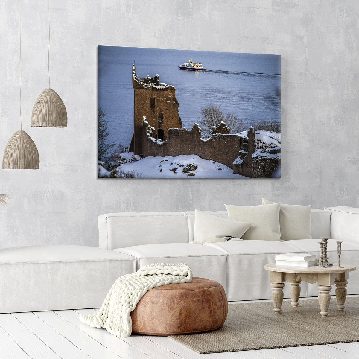 Snowy Urquhart Castle Canvas Print or Poster
