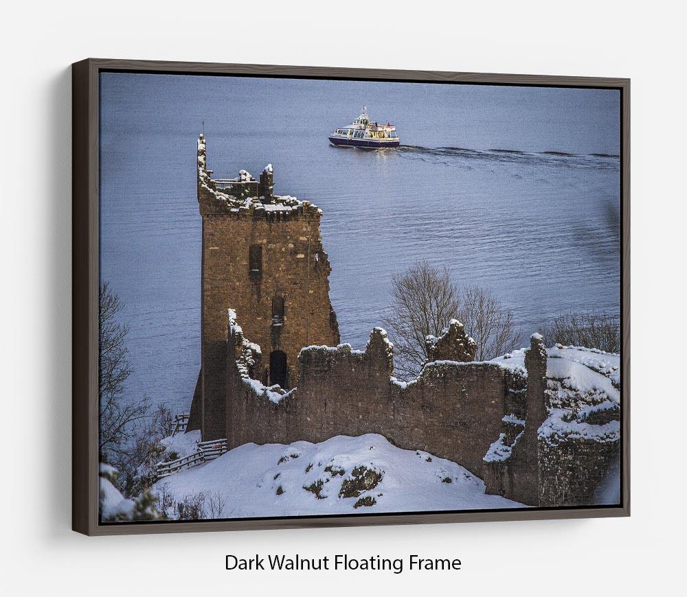 Snowy Urquhart Castle Floating Frame Canvas - Canvas Art Rocks - 5