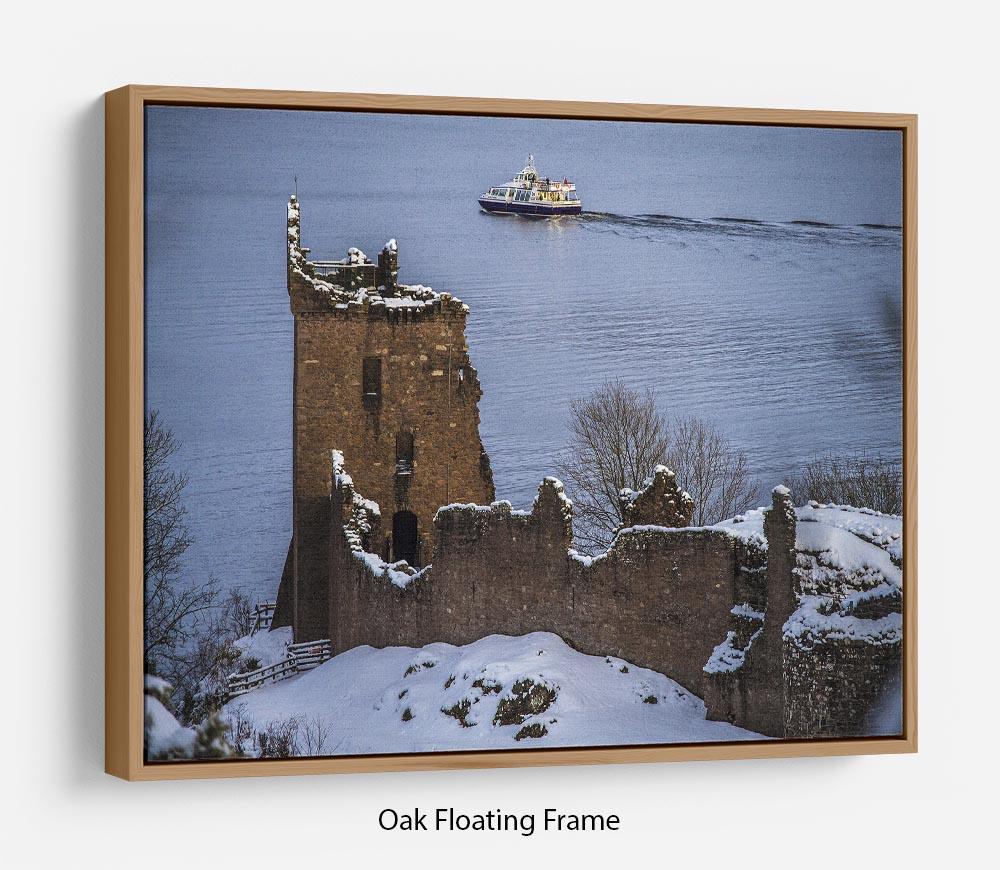 Snowy Urquhart Castle Floating Frame Canvas - Canvas Art Rocks - 9