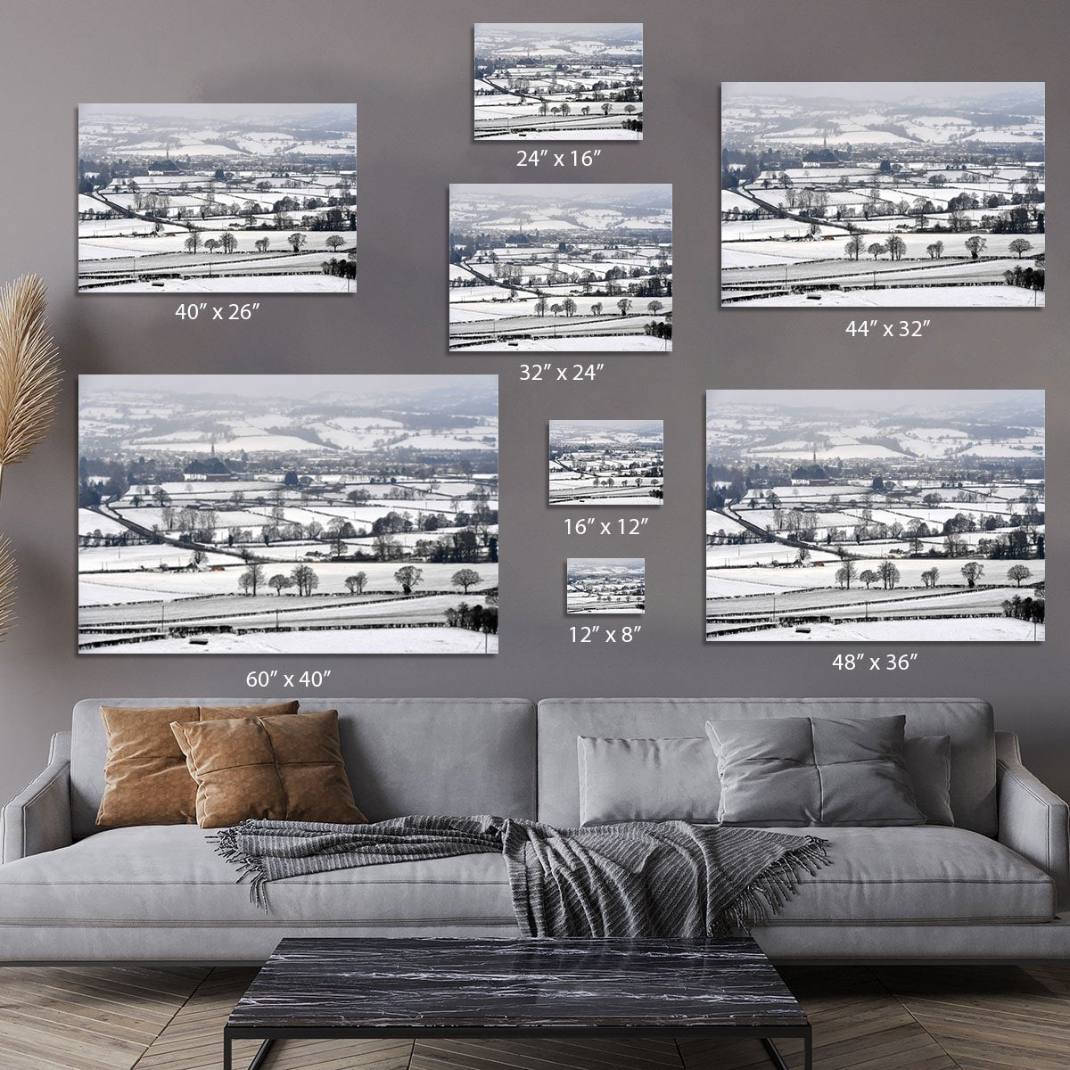 Snowy fields of Wales Canvas Print or Poster