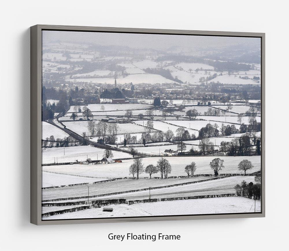 Snowy fields of Wales Floating Frame Canvas - Canvas Art Rocks - 3