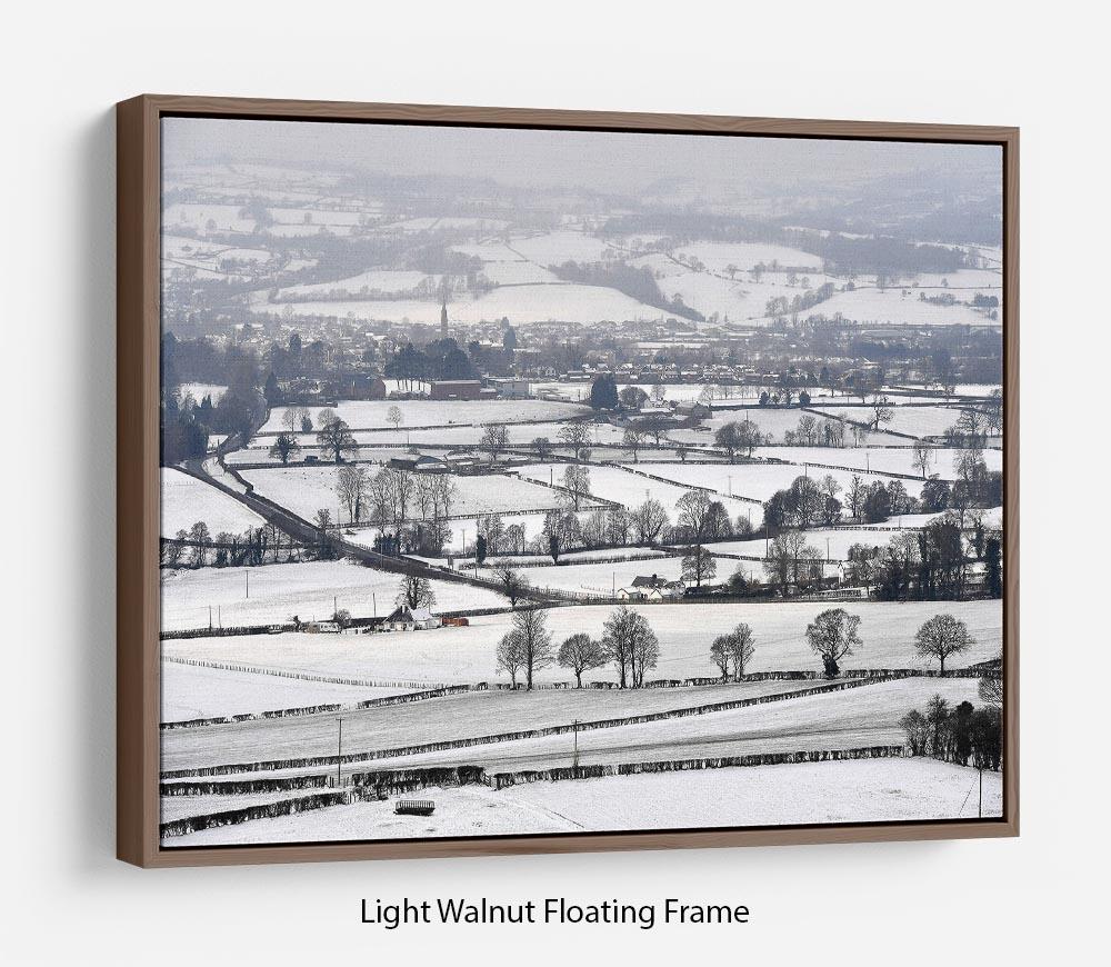 Snowy fields of Wales Floating Frame Canvas - Canvas Art Rocks 7
