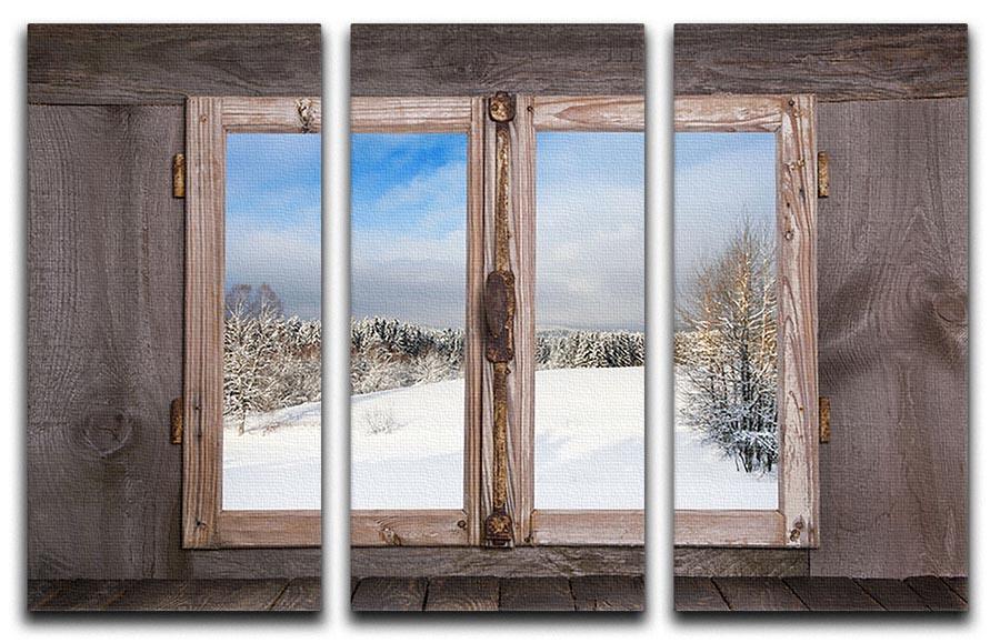Snowy winter landscape in january 3 Split Panel Canvas Print - Canvas Art Rocks - 1