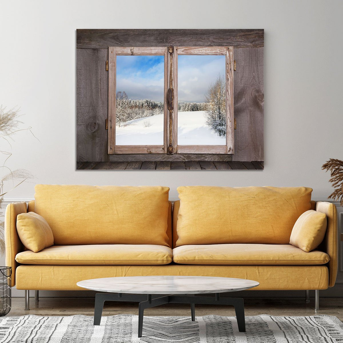 Snowy winter landscape in january Canvas Print or Poster