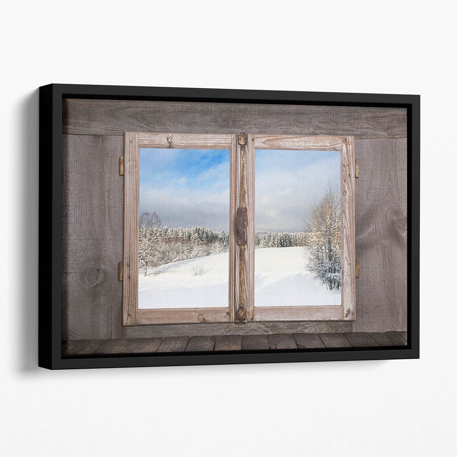 Snowy winter landscape in january Floating Framed Canvas