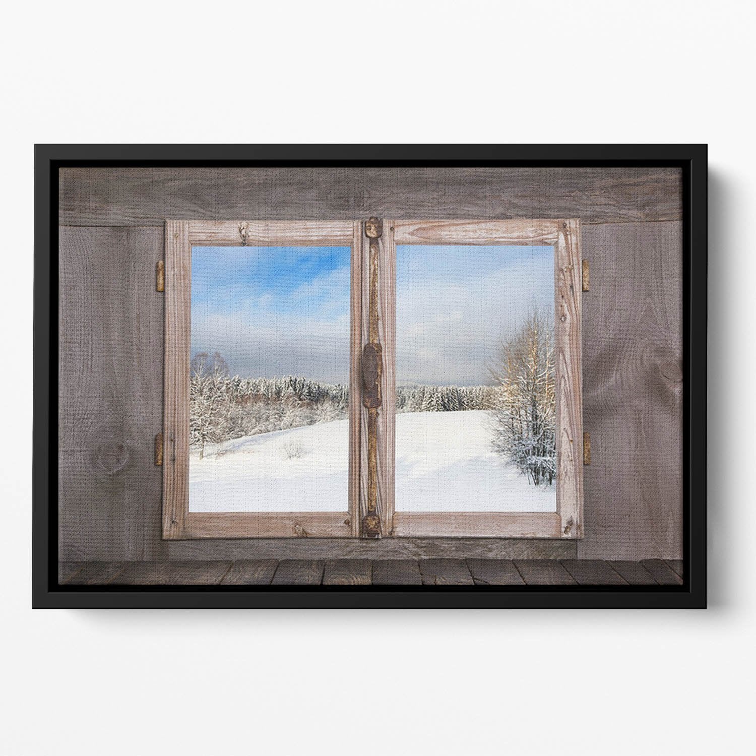 Snowy winter landscape in january Floating Framed Canvas