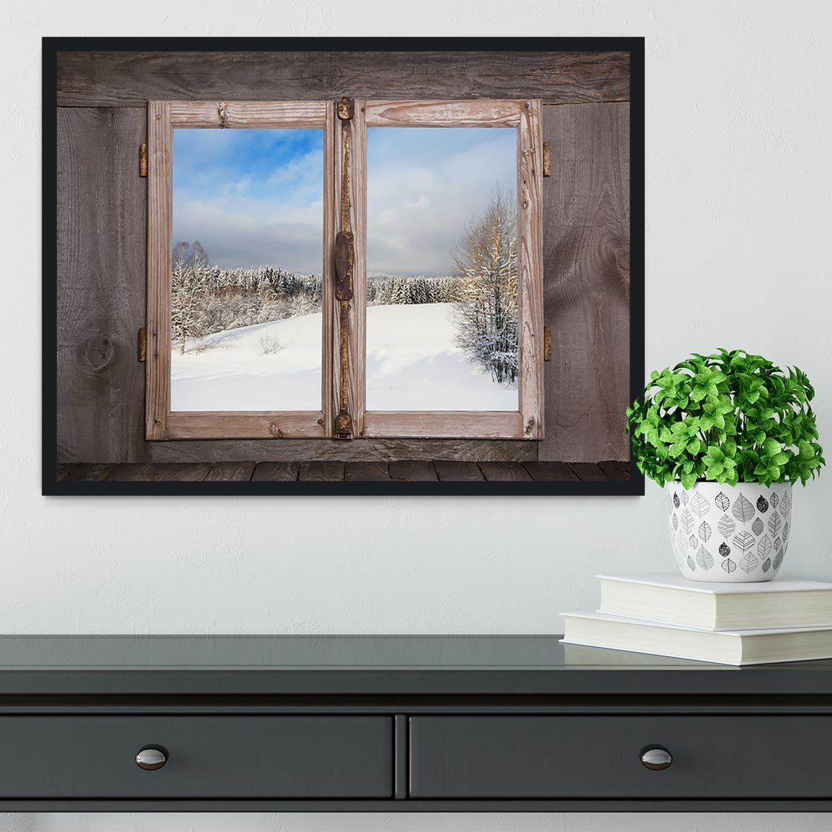 Snowy winter landscape in january Framed Print - Canvas Art Rocks - 2