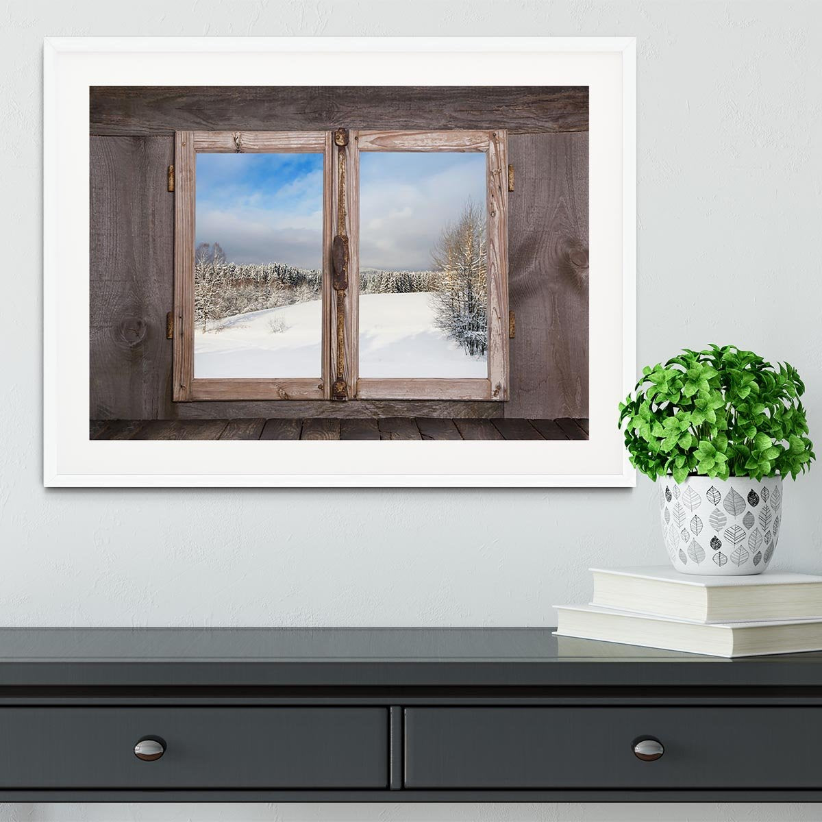 Snowy winter landscape in january Framed Print - Canvas Art Rocks - 5