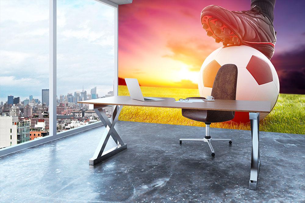 Soccer ball at the kickoff Wall Mural Wallpaper - Canvas Art Rocks - 3