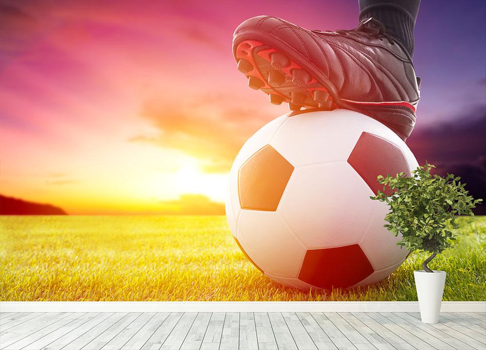 Soccer ball at the kickoff Wall Mural Wallpaper - Canvas Art Rocks - 4