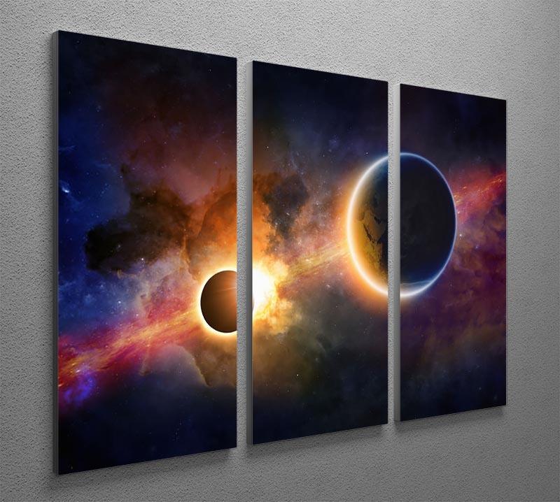 Solar Eclipse Nebula and Stars 3 Split Panel Canvas Print - Canvas Art Rocks - 2