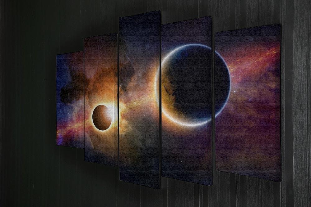 Solar Eclipse Nebula and Stars 5 Split Panel Canvas - Canvas Art Rocks - 2