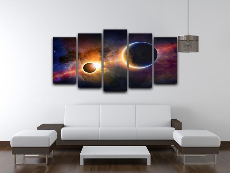 Solar Eclipse Nebula and Stars 5 Split Panel Canvas - Canvas Art Rocks - 3