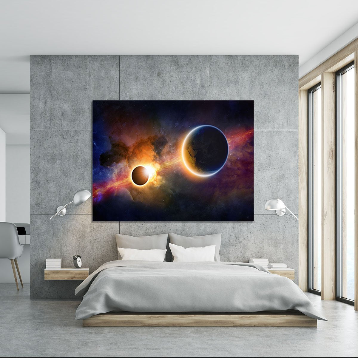 Solar Eclipse Nebula and Stars Canvas Print or Poster