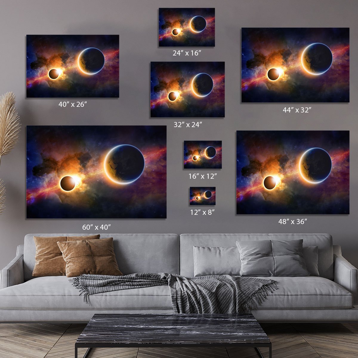 Solar Eclipse Nebula and Stars Canvas Print or Poster