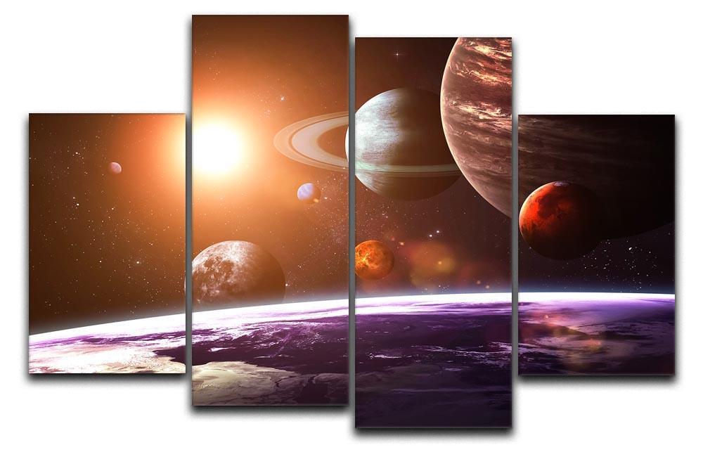 Solar system and space objects 4 Split Panel Canvas  - Canvas Art Rocks - 1