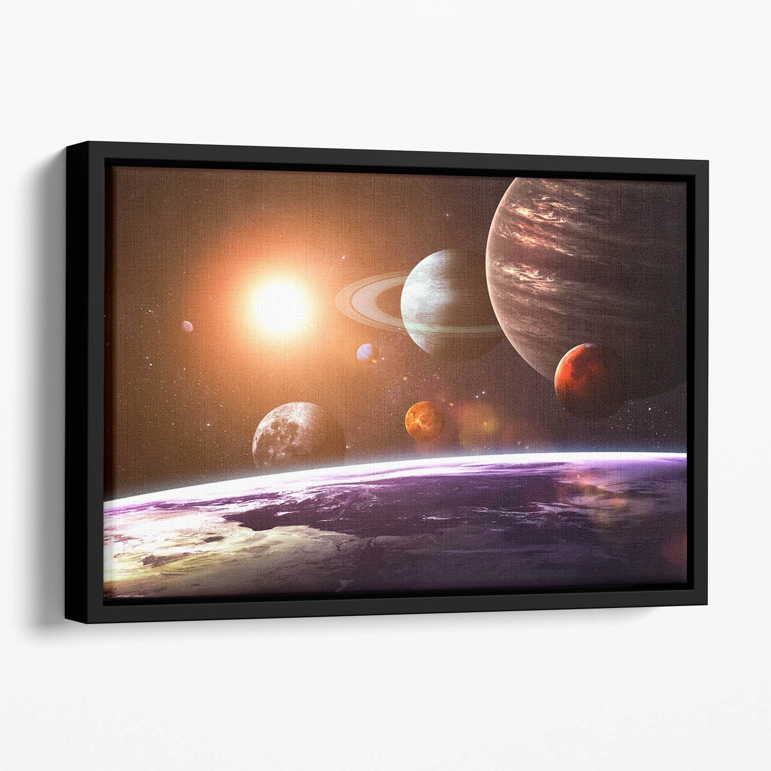 Solar system and space objects Floating Framed Canvas
