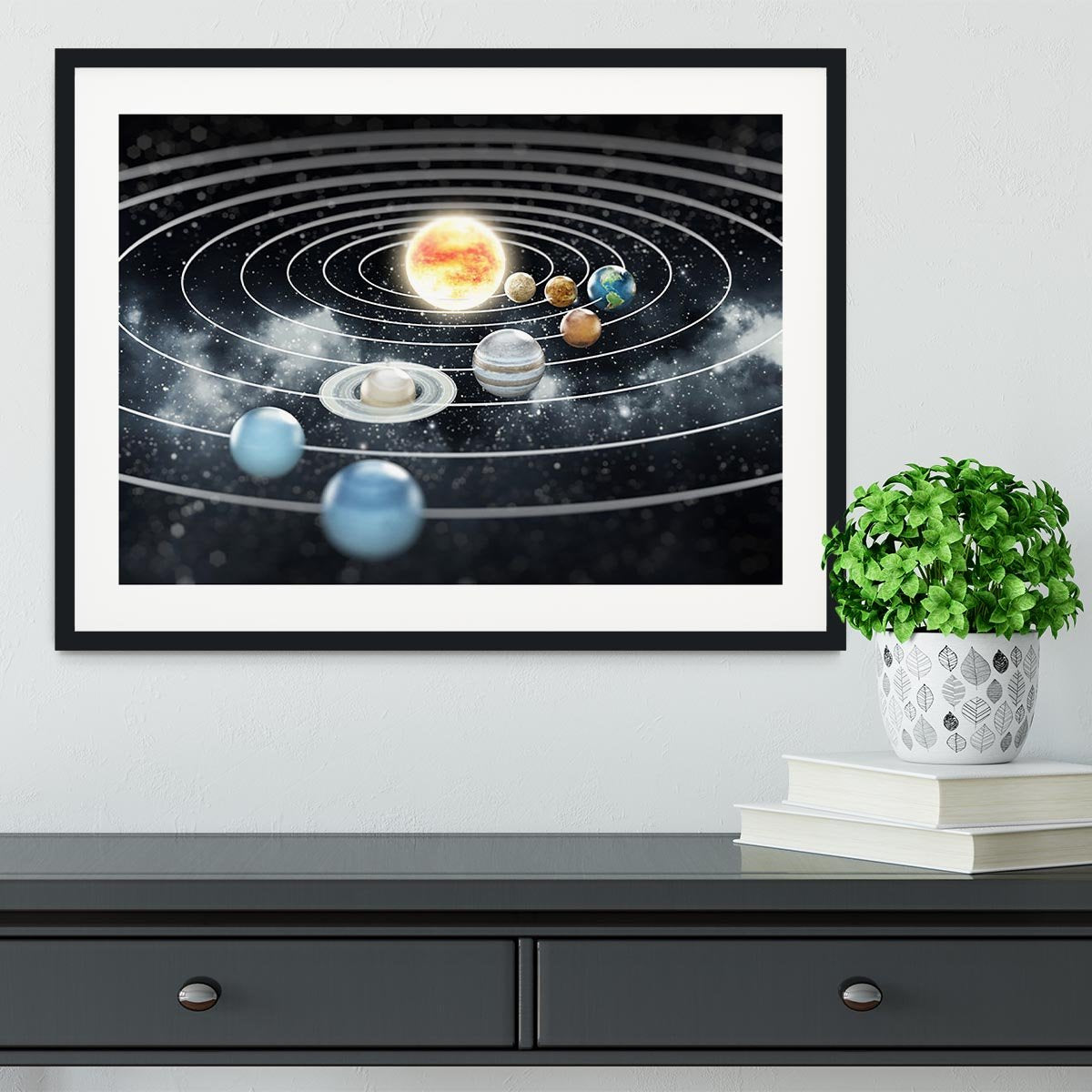 Solar system with eight planets Framed Print - Canvas Art Rocks - 1