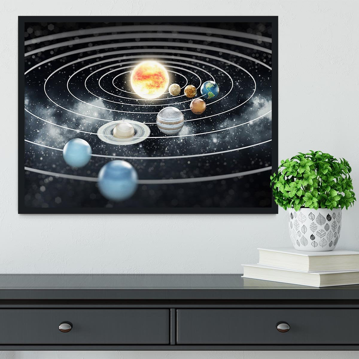 Solar system with eight planets Framed Print - Canvas Art Rocks - 2