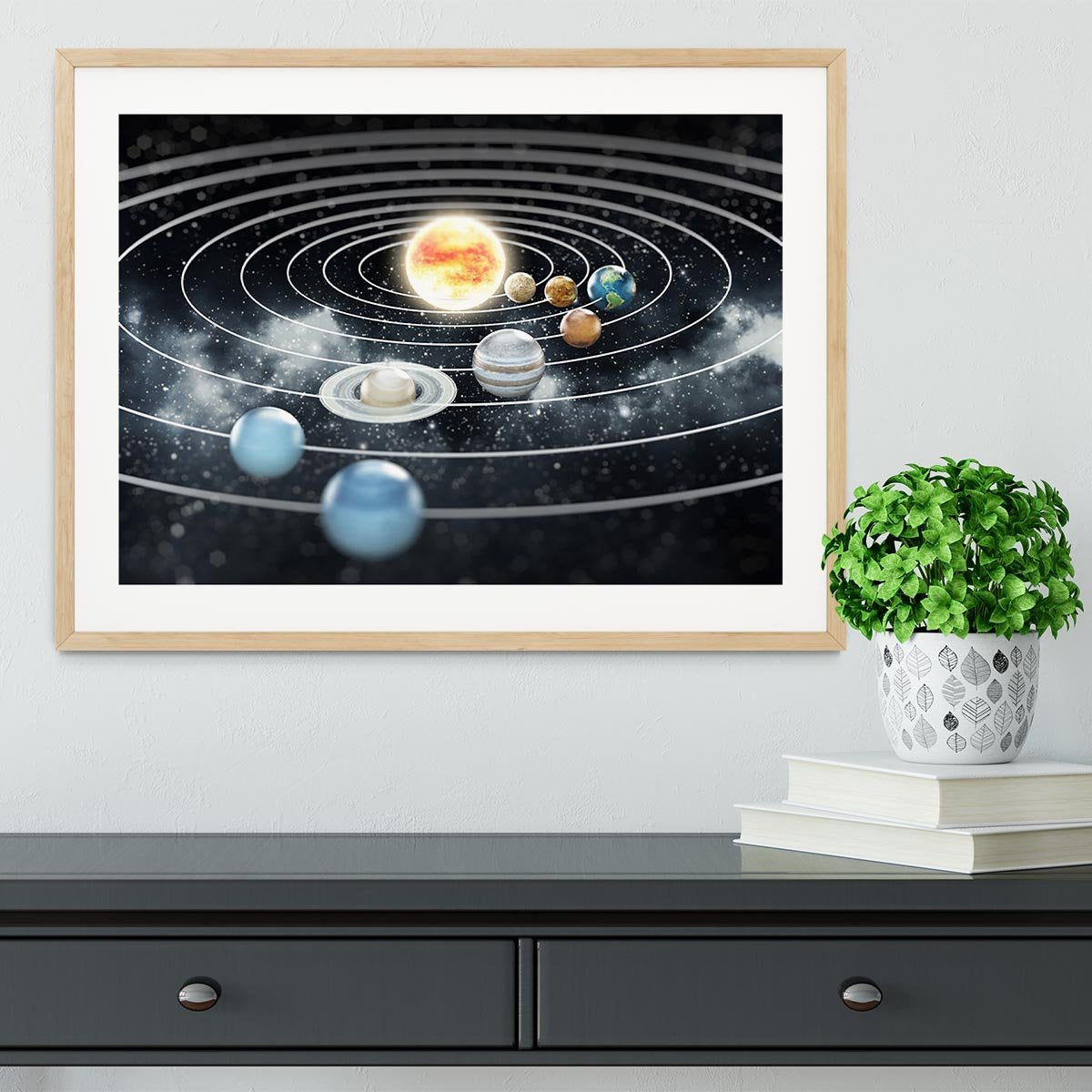 Solar system with eight planets Framed Print - Canvas Art Rocks - 3