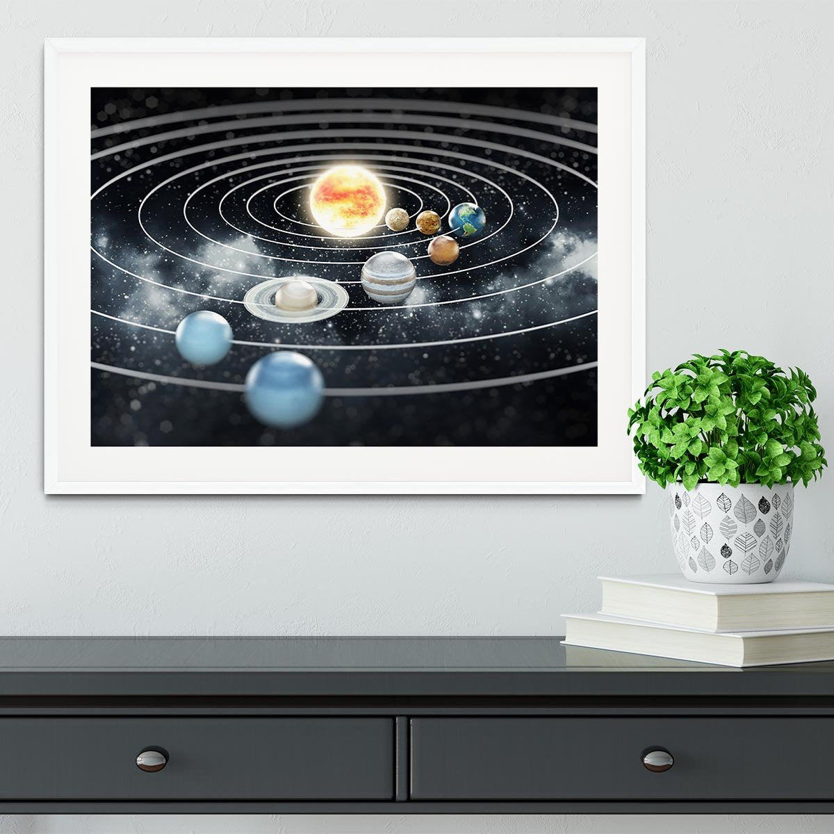 Solar system with eight planets Framed Print - Canvas Art Rocks - 5