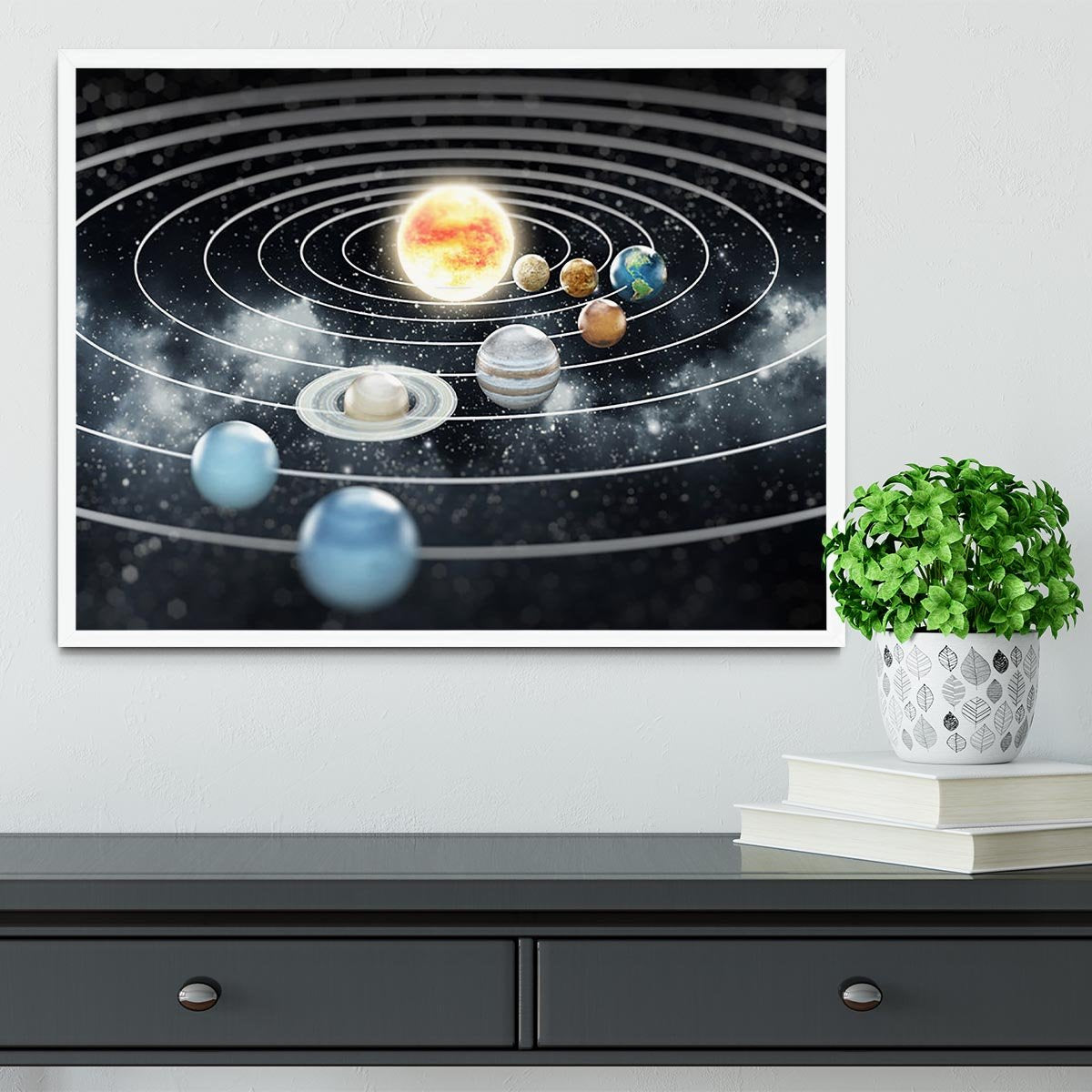 Solar system with eight planets Framed Print - Canvas Art Rocks -6