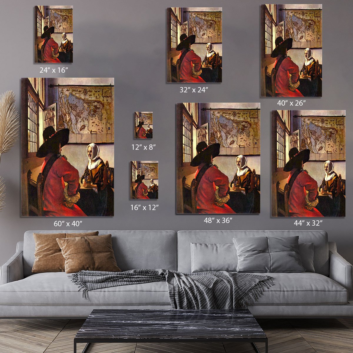 Soldier and girl smiling by Vermeer Canvas Print or Poster