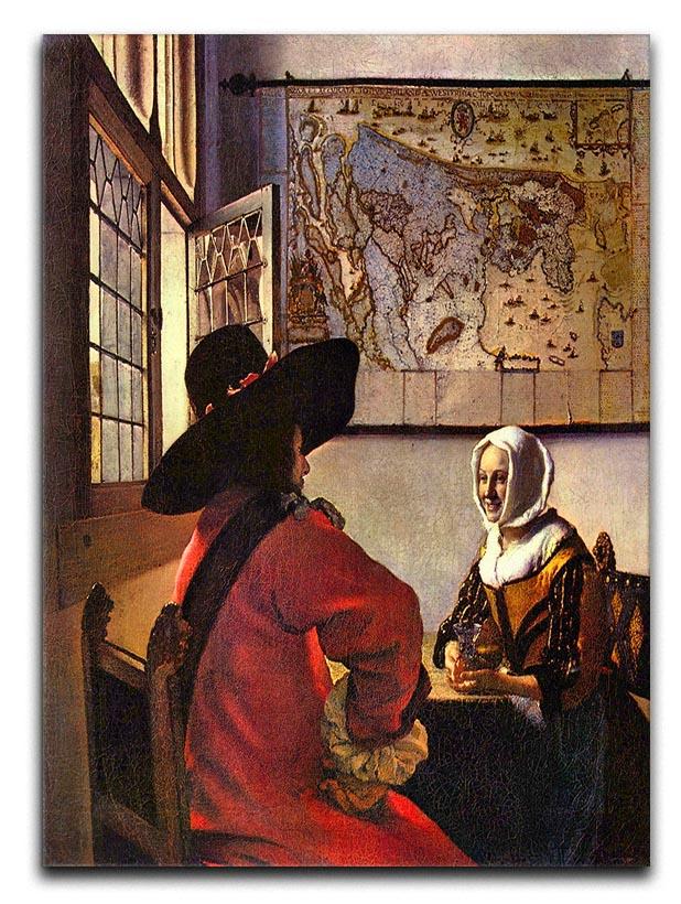 Soldier and girl smiling by Vermeer Canvas Print or Poster - Canvas Art Rocks - 1