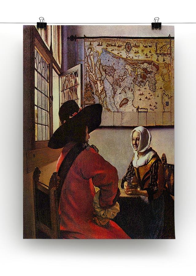 Soldier and girl smiling by Vermeer Canvas Print or Poster - Canvas Art Rocks - 2