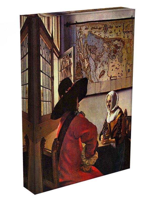 Soldier and girl smiling by Vermeer Canvas Print or Poster - Canvas Art Rocks - 3