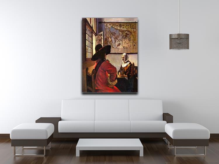 Soldier and girl smiling by Vermeer Canvas Print or Poster - Canvas Art Rocks - 4