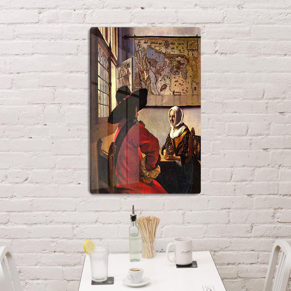 Soldier and girl smiling by Vermeer HD Metal Print - Canvas Art Rocks - 3