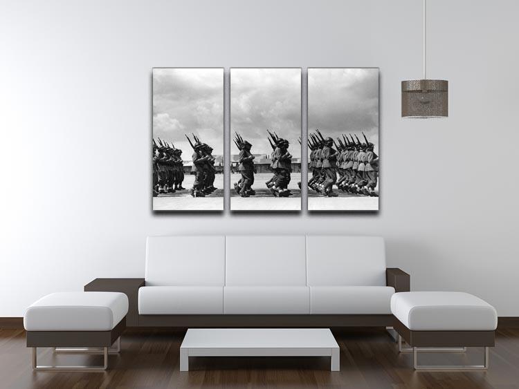 Soldiers marching in formation 3 Split Panel Canvas Print - Canvas Art Rocks - 3