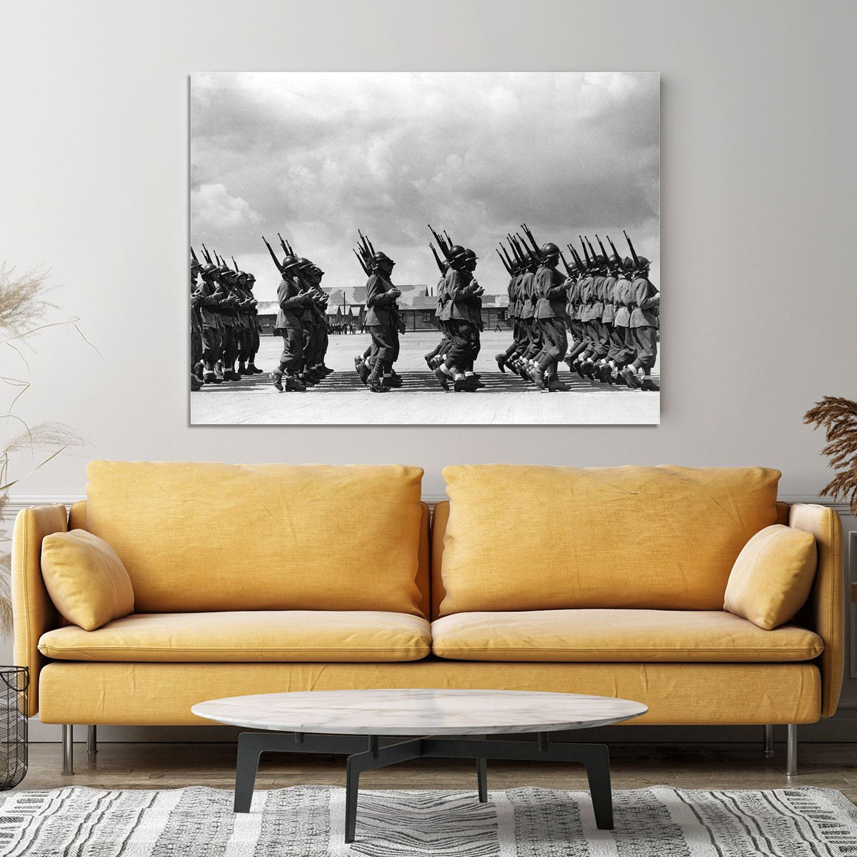 Soldiers marching in formation Canvas Print or Poster