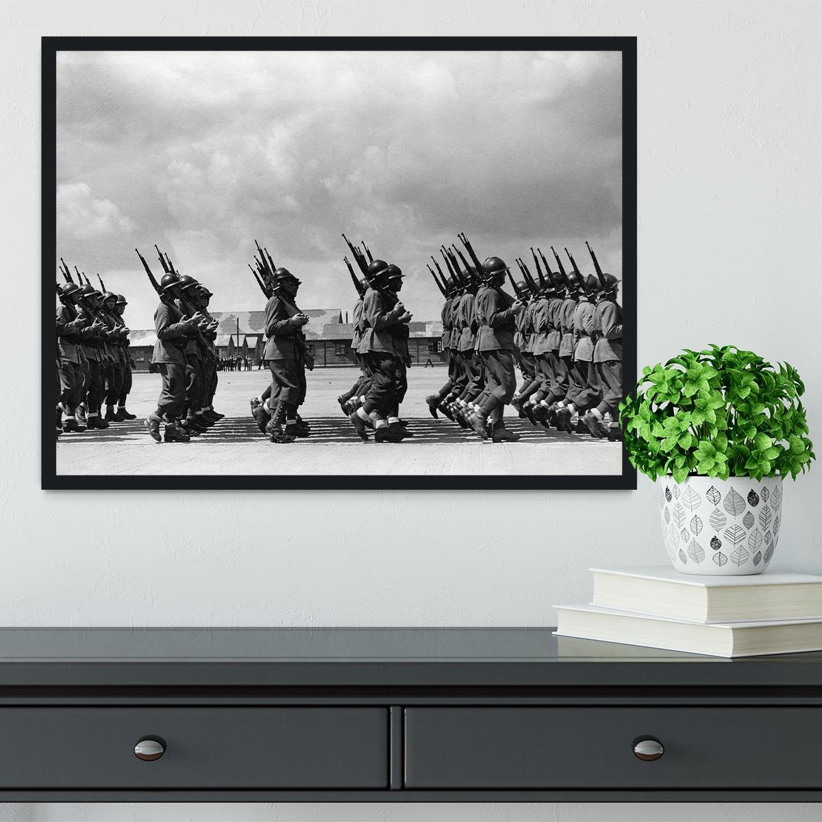 Soldiers marching in formation Framed Print - Canvas Art Rocks - 2