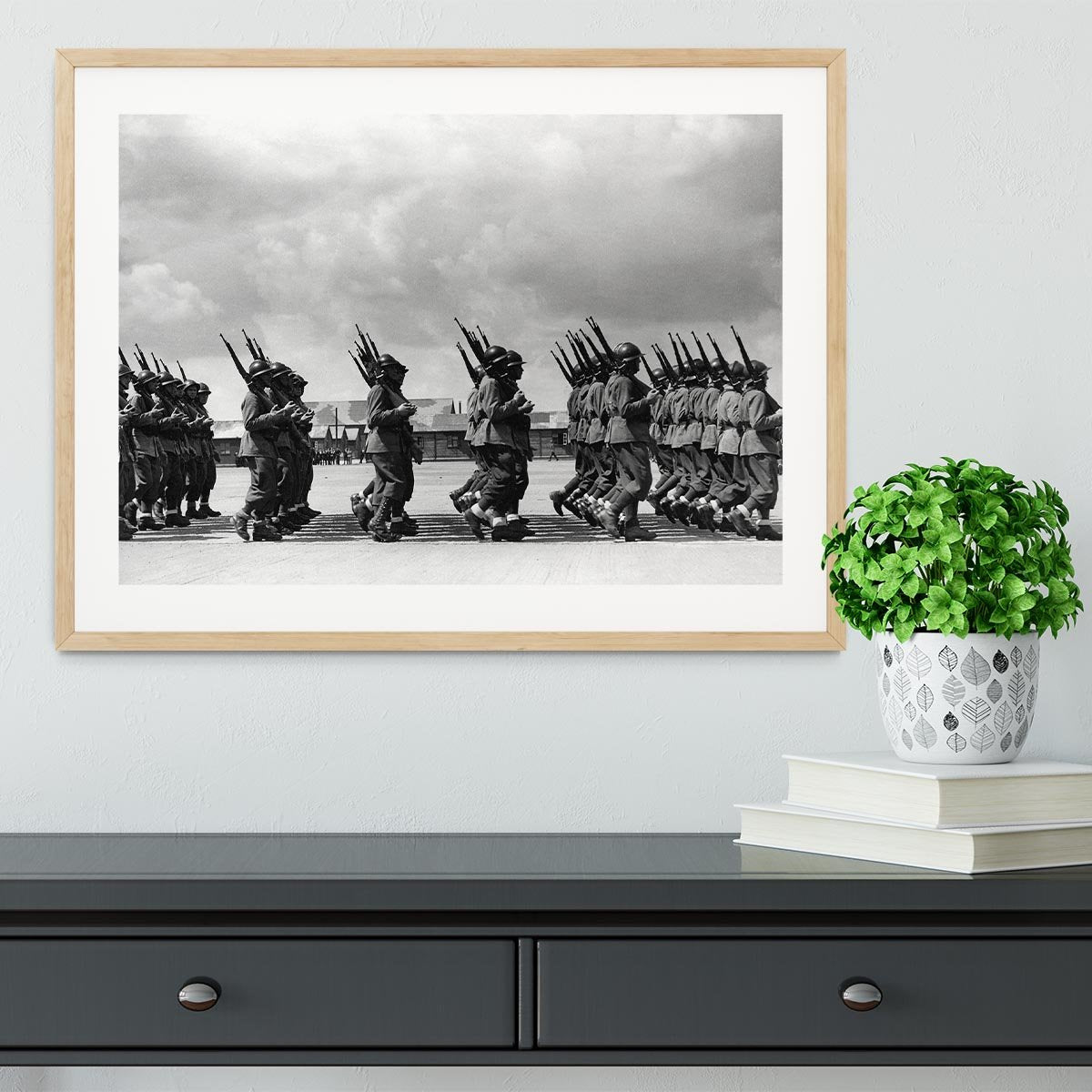 Soldiers marching in formation Framed Print - Canvas Art Rocks - 3
