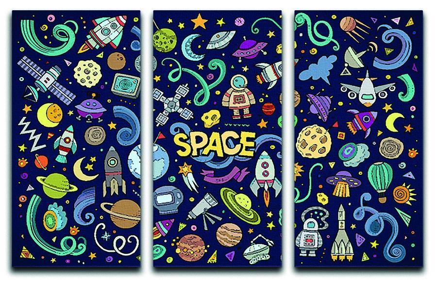 Space Doodles 3 Split Panel Canvas Print - Canvas Art Rocks - 1