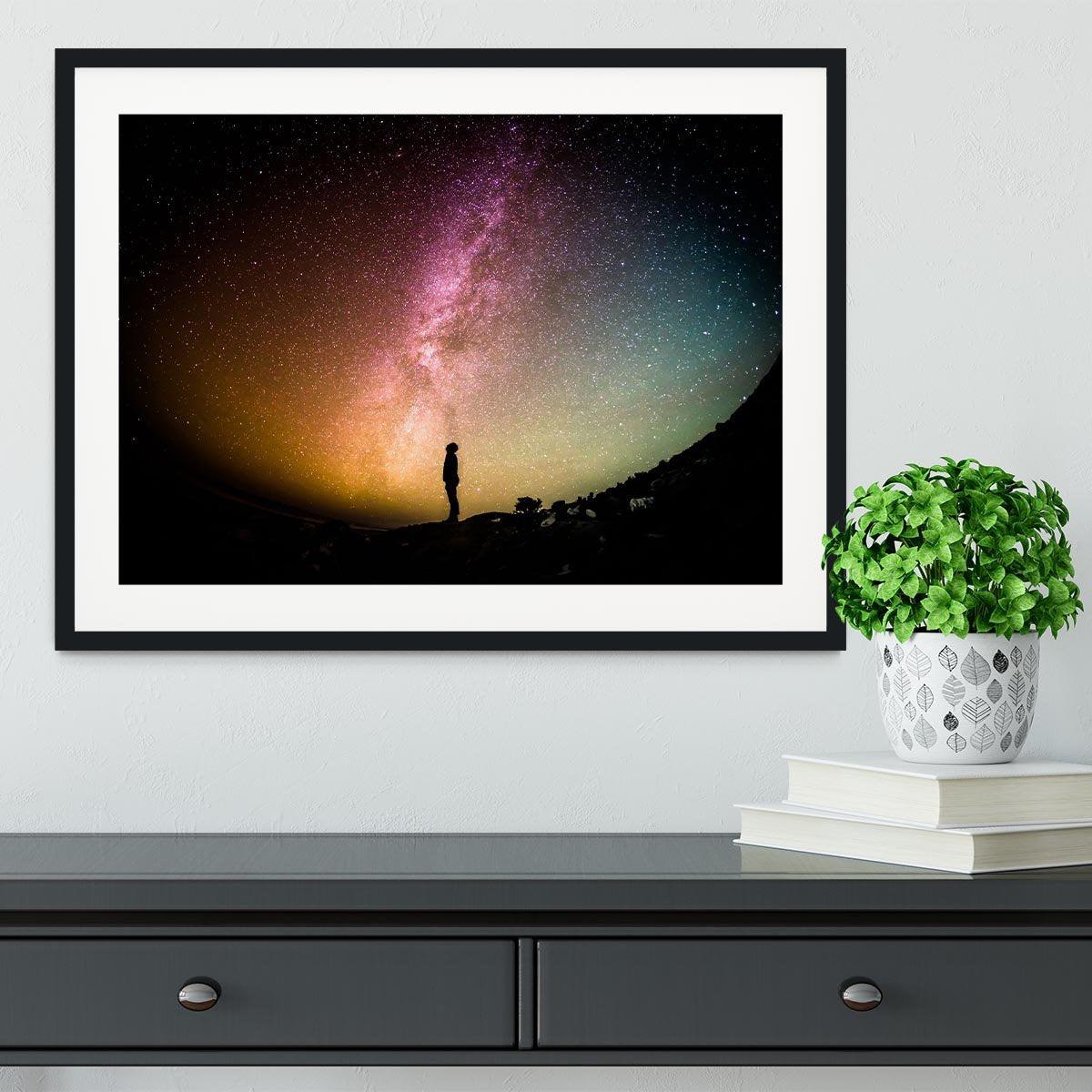 Space Man At Night Framed Print - Canvas Art Rocks - 1
